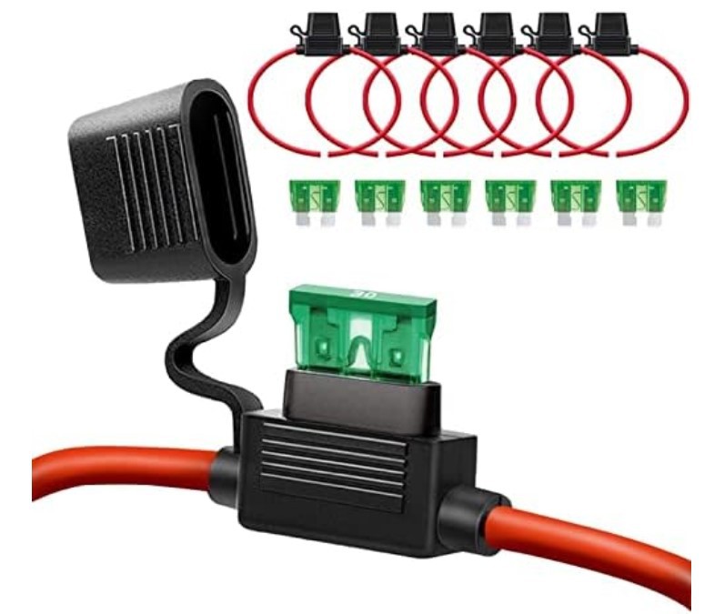 12AWG内联保险丝支架  12号保险丝支架适用于 30A 刀片保险丝(6件
