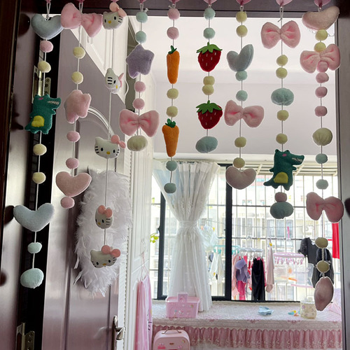 Girly Heart Melody Pudding Dog Door Curtain Partition Curtain Living Room Entrance Bathroom Decoration Bedroom Curtain Accessories Women