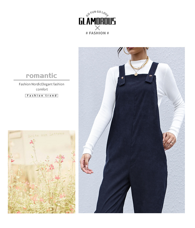 Pantaloni di velluto a coste caldi tinta unita Tuta ampia_voghion.com