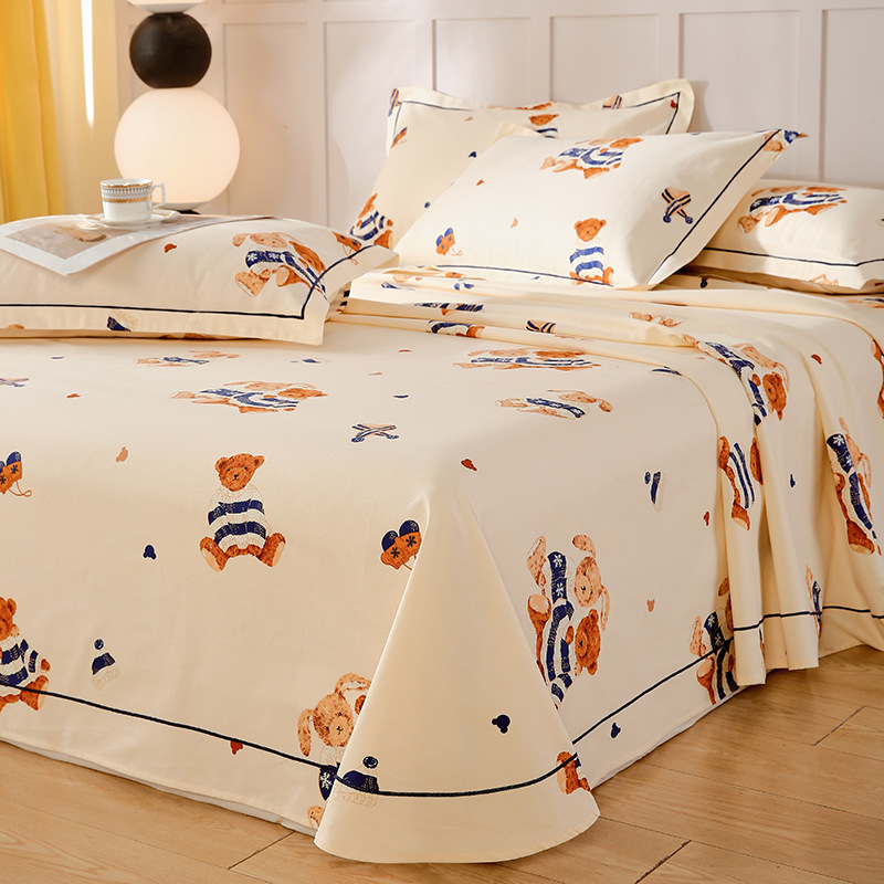 2025 nuevas sábanas de verano fresco una pieza de algodón puro 100 algodón viejo tela gruesa edredón dormitorio individual traje de tres piezas 2