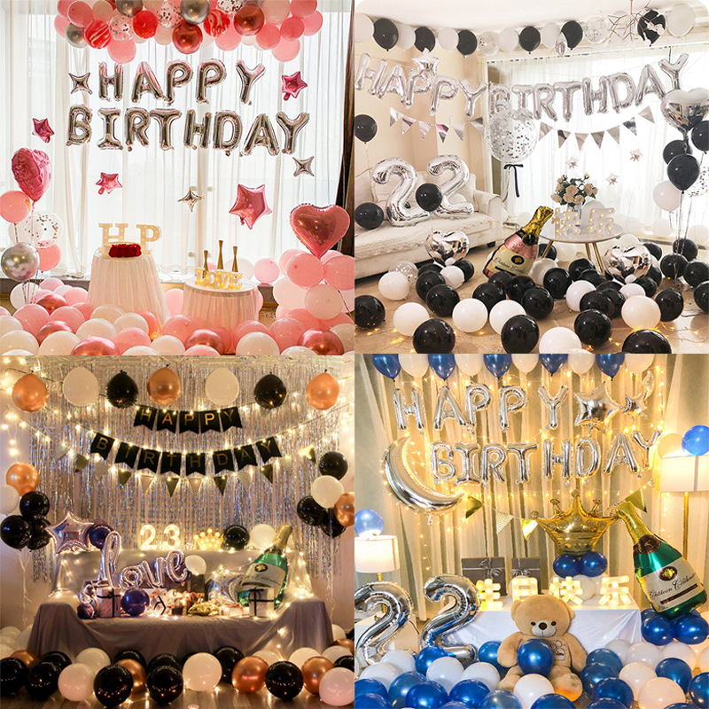 Birthday balloons happy party decorations creative scene layout popular Instagram props for girls background wall for boys