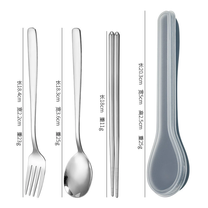 Handheld tableware stainless steel, set, spoon for students, chopsticks, children's fork, (Physicals)