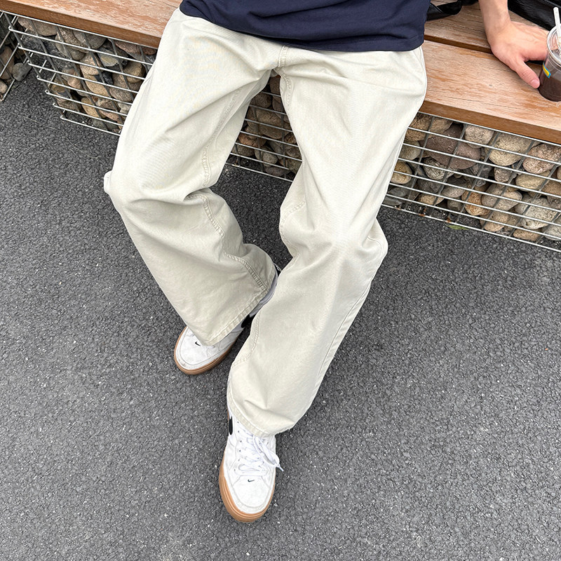 Off-White Straight-Leg Jeans for Men, 2026 New Autumn Casual Loose Light-Colored Versatile Long Pants Off-White Straight-Leg Jeans for Men, 2026 New Autumn Casual Loose Light-Colored Versatile Long Pants