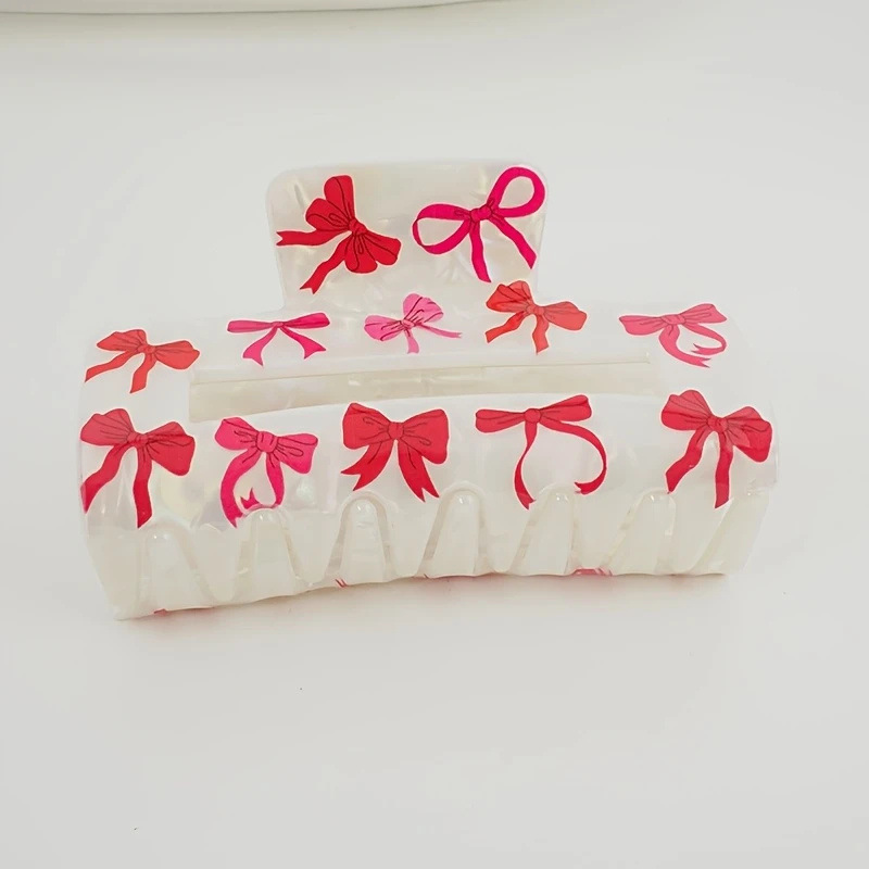 45g Weight Hair Claws Hair Accessories Type 1 Piece Quantity Daily, Street Occasion Acrylic Material Bow Knot Pattern All Seasons Season Women's Gender Sweet, Classic Style Style Sweet Classic Style Women's Bow Knot Acrylic Hair Claws 9