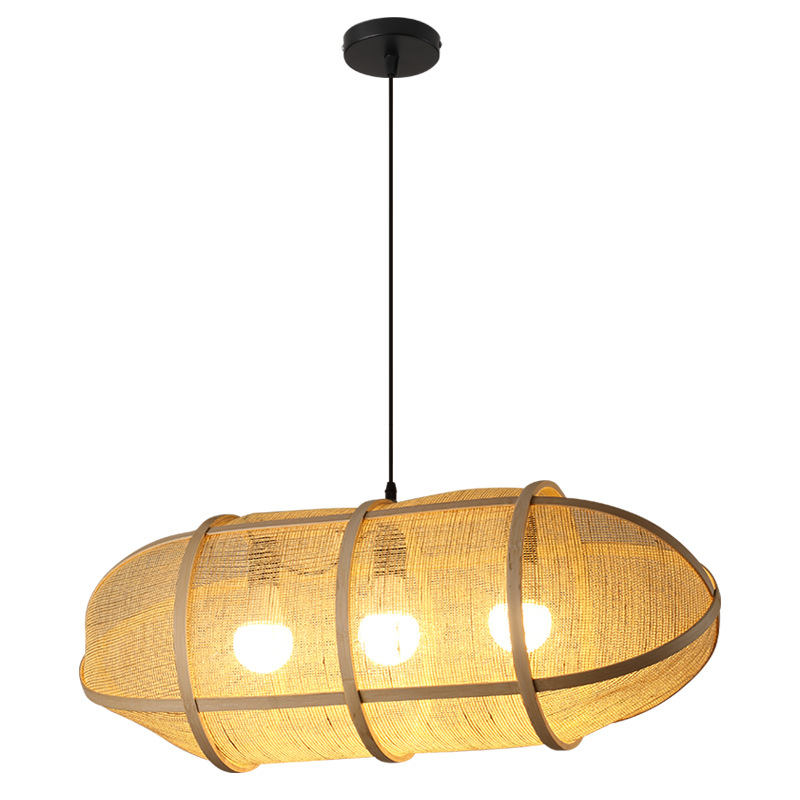 Nuevo restaurante chino residencial Chandelier de arte de bambú sala de té Zen sala de té hotel Hotpot tienda personalidad creativa linterna de bambú tejido