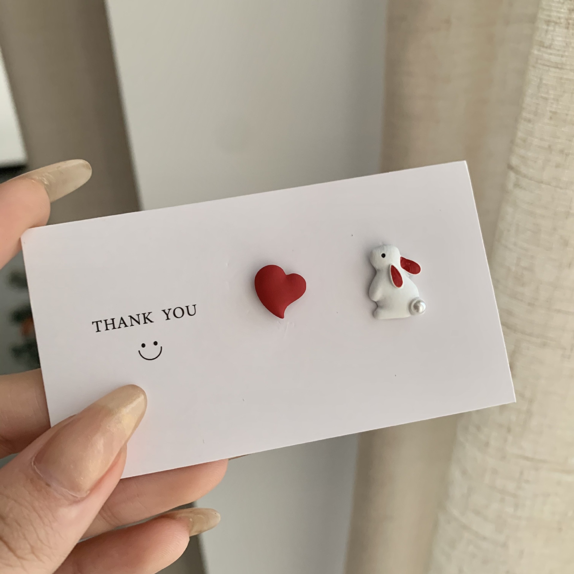 S925银针趣味可爱小白兔耳钉甜美少女爱心不对称耳饰小巧耳环耳夹