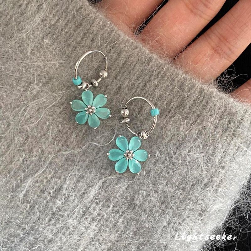 Forest Style Cool Mint Green Flower Earrings, Summer Fresh Design, Personalized Sweet and Cool Earrings