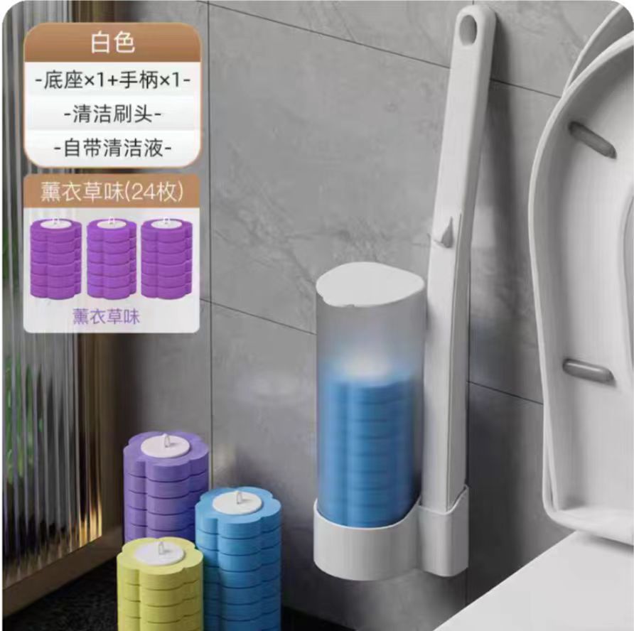 Cepillo de inodoro desechable para uso doméstico, cepillo de inodoro de mango largo sin perforaciones, sin rincones muertos, cepillo de limpieza estéril, cepillo de inodoro.