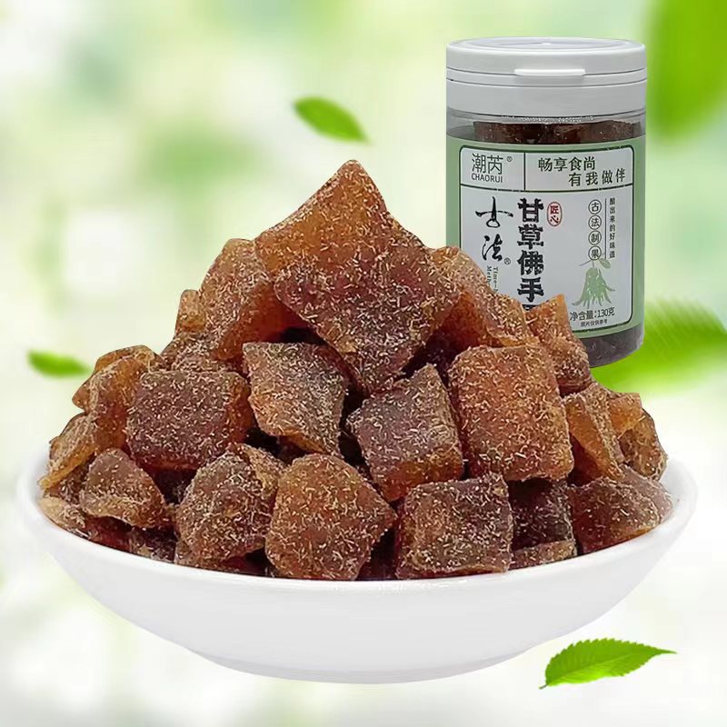 古法甘草佛手果干老香黄香橼果广东潮汕特产蜜饯果脯零食罐装