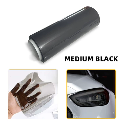 Car headlight protective film gray headlight film light black - tpu-medium-black-30-15m