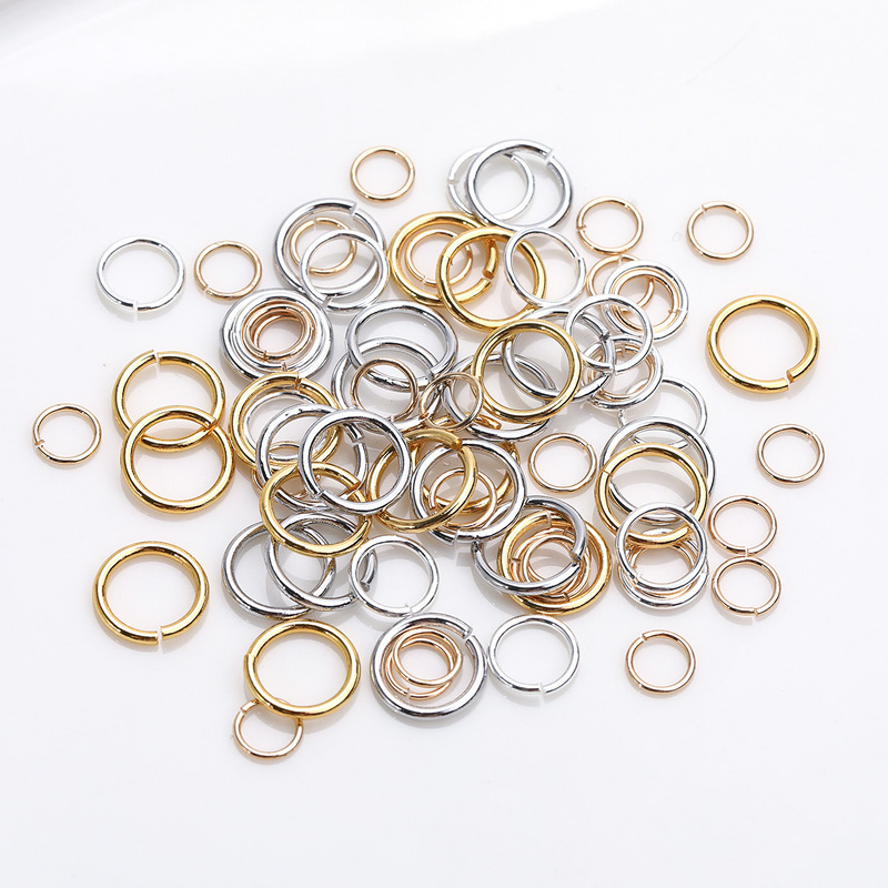 Color-Preserving 18K Gold-Plated Copper Rings, Flat Rings, Open Rings, Handmade DIY Bracelet and Necklace End Connectors, Jewelry Accessories
