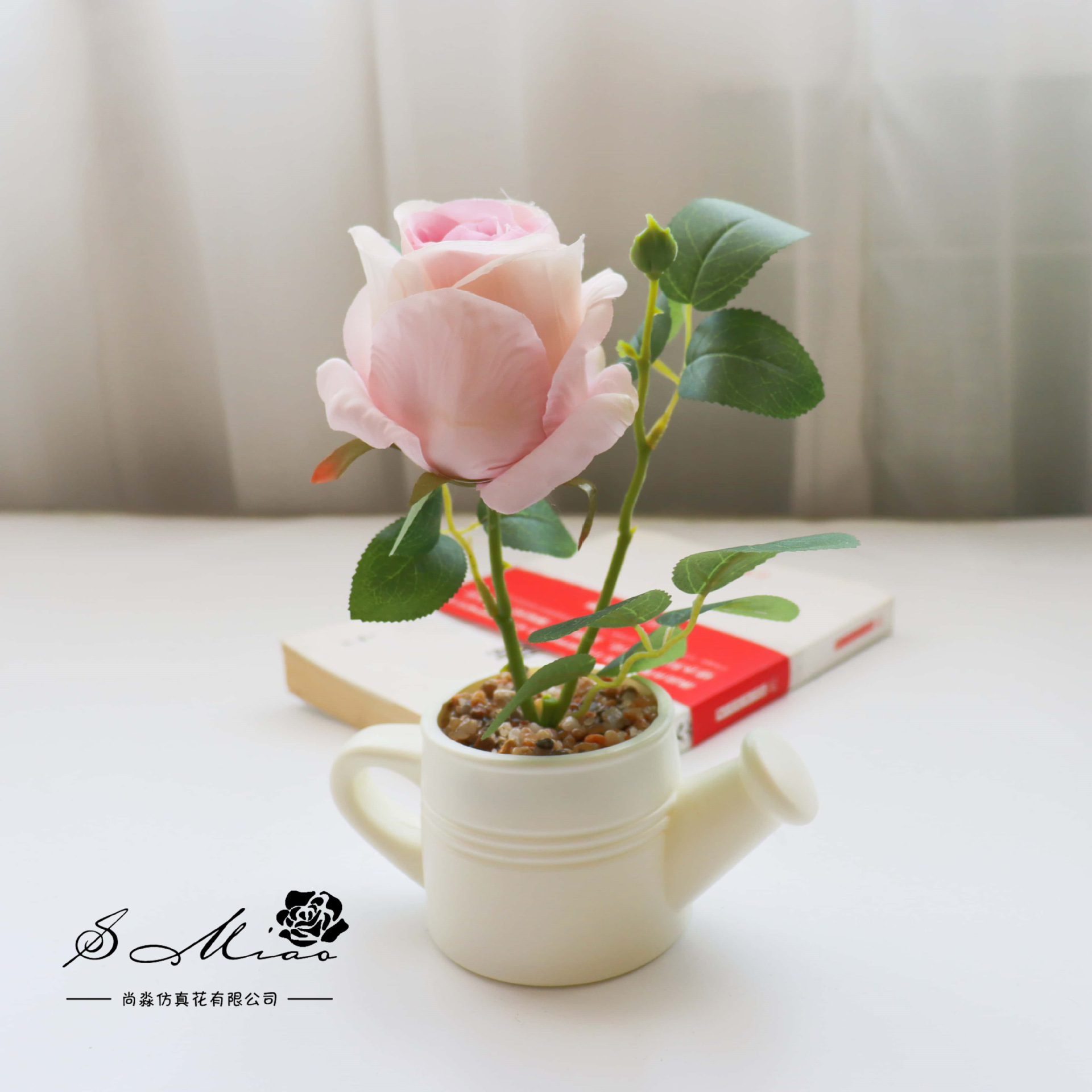 Flores falsas estilo pastoral rosa bonsai simulación flor de moda decoración creativa plantación verde artificial simulación maceta image 4