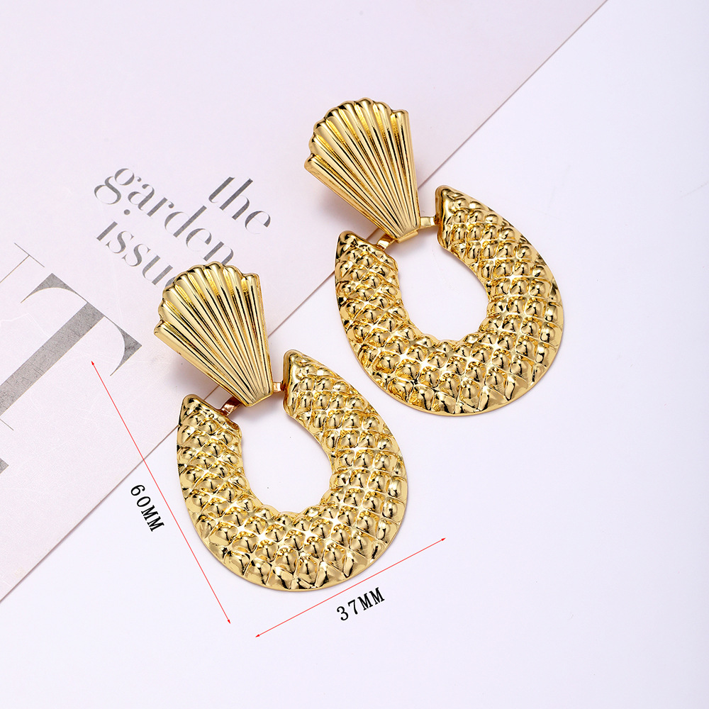 25g Weight 1 Pair Elegant Heart Shape Rectangle Plating Metal Drop Earrings