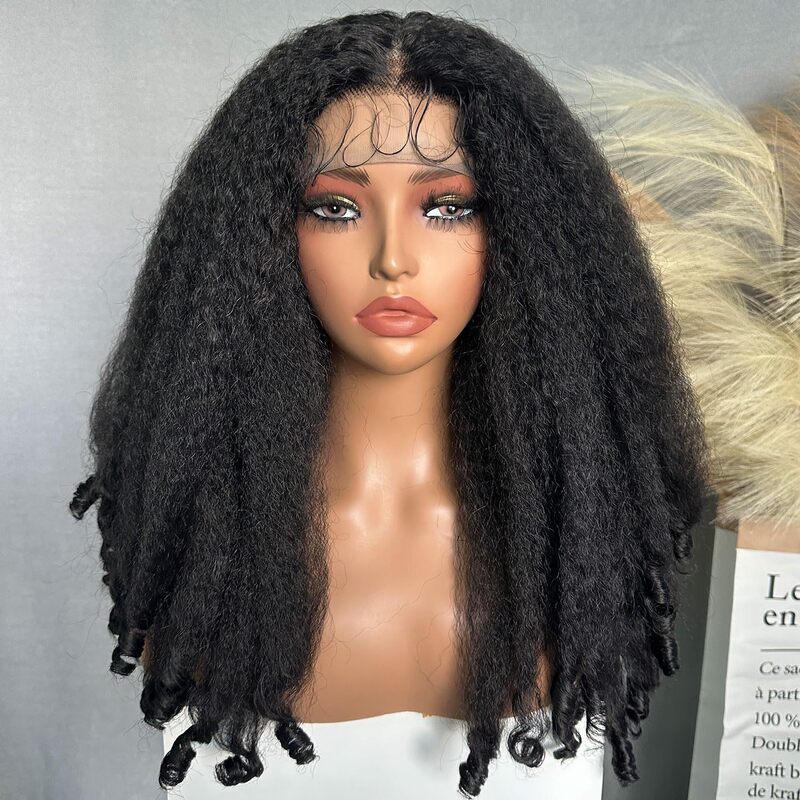 Curly Lace Front Wig, Transparent Lace Blend, Fluffy and Elastic, Curly Ends, Natural Black Curly Lace Front Wig, Transparent Lace Blend, Fluffy and Elastic, Curly Ends, Natural Black