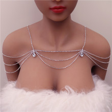 新娘婚礼时尚个性水钻多层肩链跨境新品女士性感闪亮项链necklace