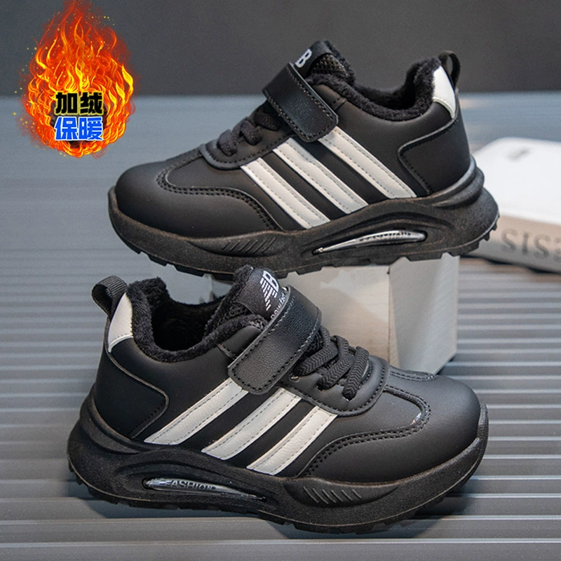 Спортивная обувь для мальчиков Плюшевая детская беговая обувь зимняя новая толстая детская обувь теплая нескользкая обувь для мальчиков