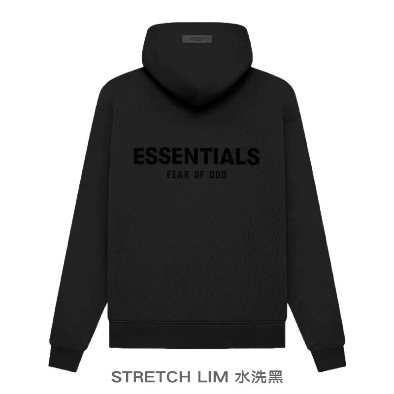跨境ENTIALS复线SS22植绒连帽卫衣男款高街宽松字母印花连帽上衣|undefined