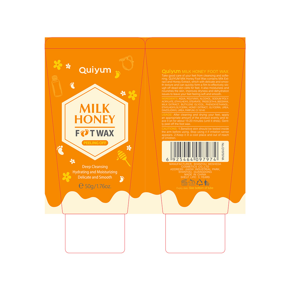 Cross-border QUIYUM milk and honey peel-off foot wax e foot care keratin manufacturer's wholesale in stock undefined