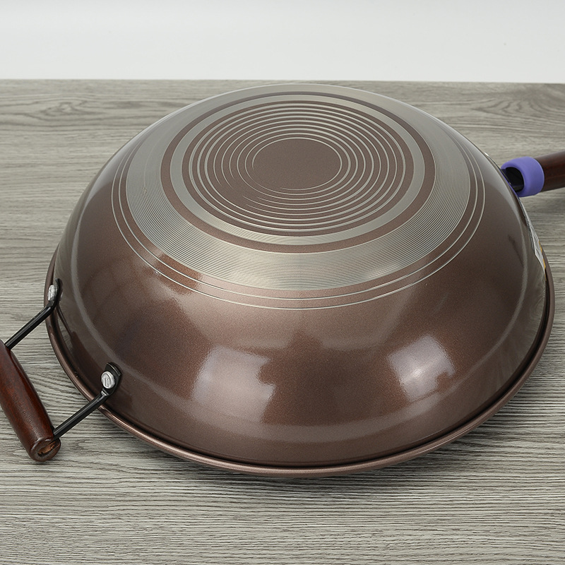 Tres tío tres tía wok hogar sartén antiadherente dormitorio wok fondo plano freír olla de doble propósito Cocina de Inducción de gas