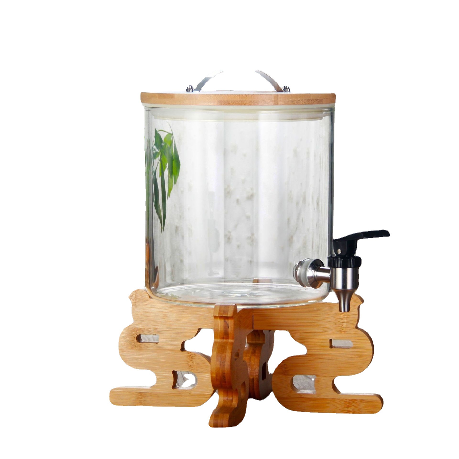 Gran capacidad de jugo de bebidas cubo con grifo comercial transparente de vidrio xiangyun base cubo de vino cubo de la enzima hogar