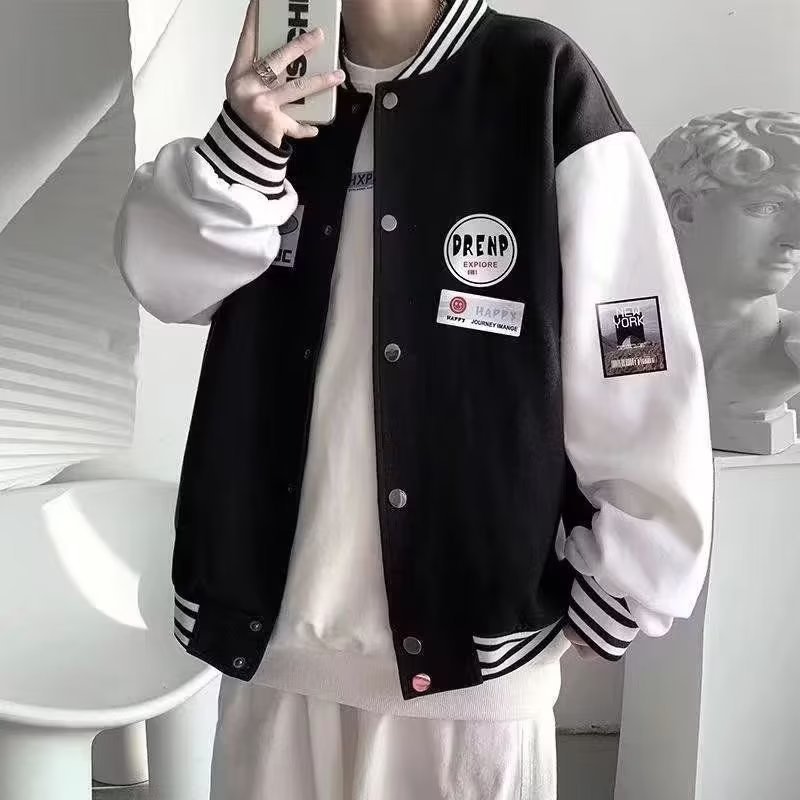2024美式棒球服初中生男式外套宽松休闲上衣潮牌运动百搭立领夹克