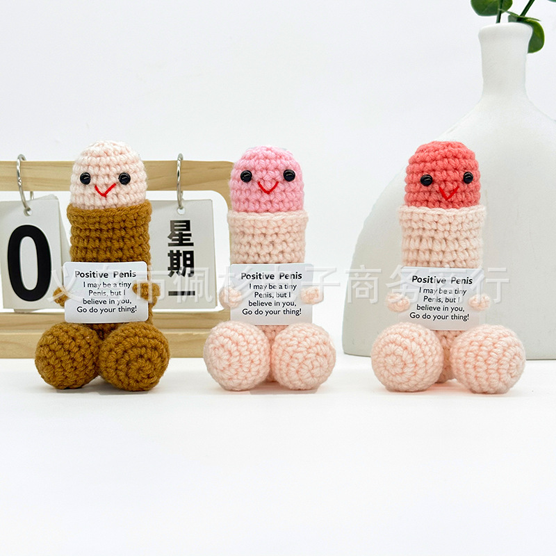 Muñecas de punto hechas a mano soporte emocional emoticon extraña bolsa adornos de escritorio regalo