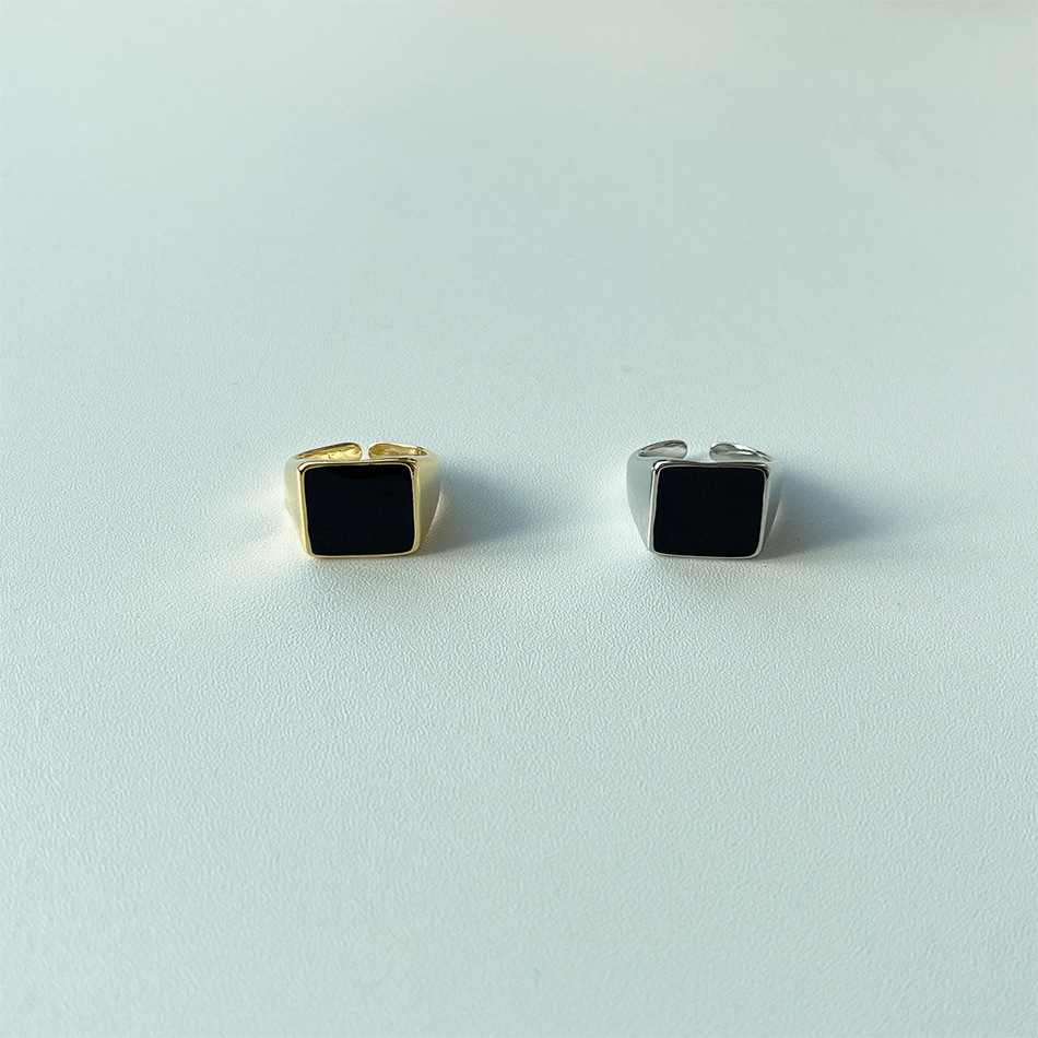 Simple Style Square Copper Enamel Open Ring 1 Piece