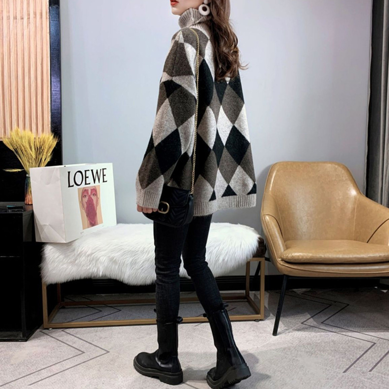 24 invierno Puyuan estilo británico de ropa de mujer cachemire chaqueta de cuello grueso suéter suelto explosión image 4