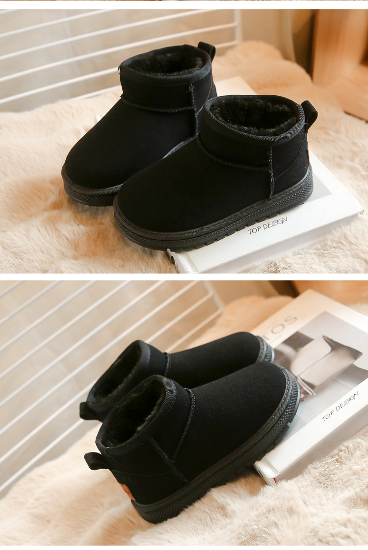 Barnsnöskor 2023 vinter nya plysch och tjocka flickor med medelstora till stora, mjuka sulor för barn, vattentäta_voghion.com