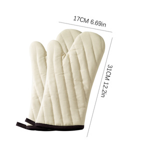 Thickened outdoor kitchen baking heat insulation gloves cotton double-sided quilted oven gloves high temperature resistant anti-scalding gloves
