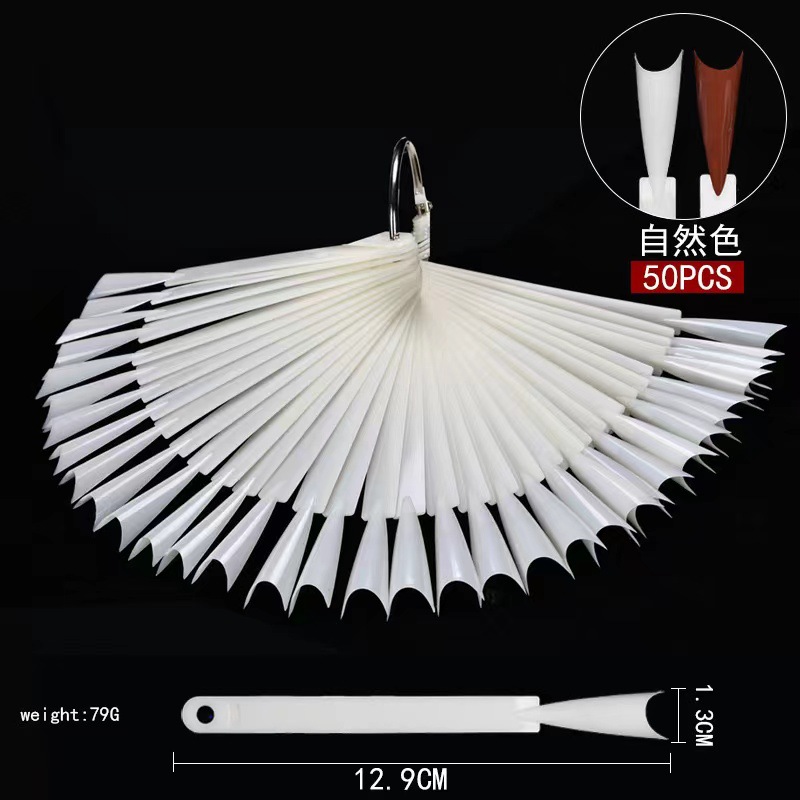 Nail Art Placa de color 50 piezas Tarjeta de color en forma de abanico arte de uñas multi-estilo esmalte de uñas pantalla color placa práctica tarjeta de color en stock