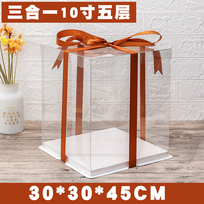 Caja transparente para pastel de cumpleaños, caja de embalaje de 4, 6, 8, 10 y 12 pulgadas, caja de embalaje para regalos y snacks, versión elevada