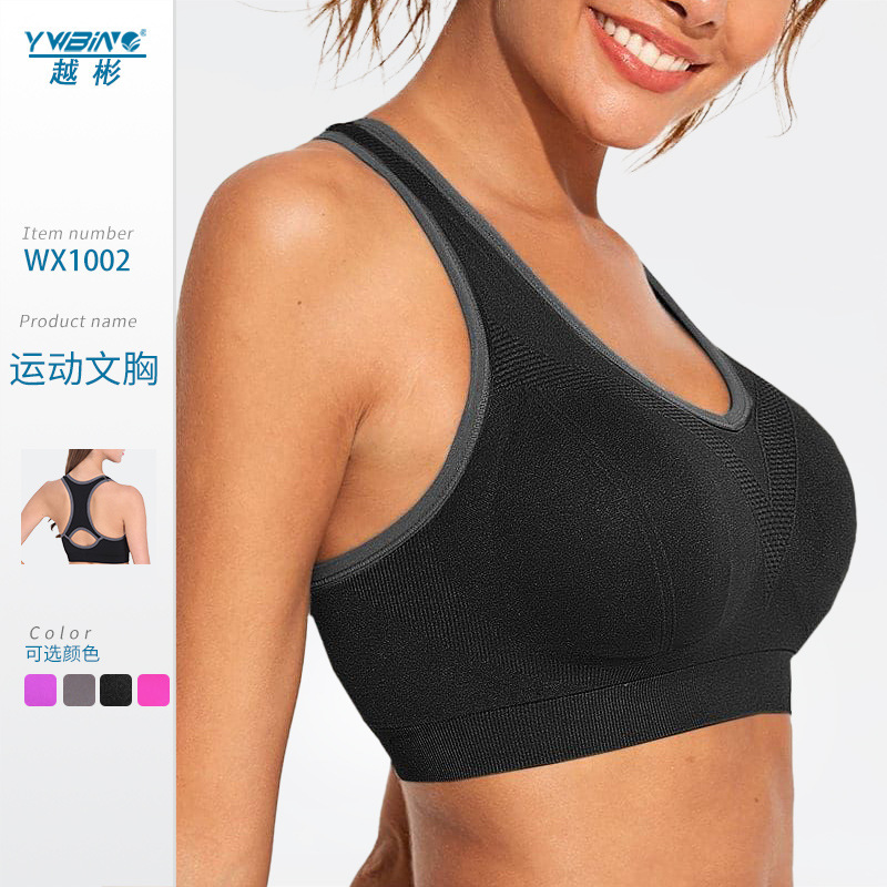 En stock europeo y americano Seamless fitness running BRA mujeres shockproof push up yoga chaleco belleza de alta resistencia espalda ropa interior deportiva