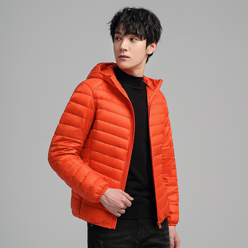 2024 nuevo otoño y invierno ligero plumas de algodón corto encapuchado deportivo casual ligero abrigo cálido de moda masculino impresión GO