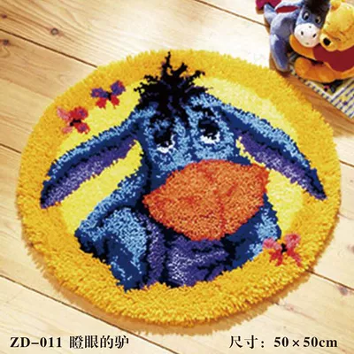 Wool Embroidery Floor Mat Crochet Embroidery | Avtomobil döşəmə paspasları - zd011-dull-donkey-38cm-white-net-cross