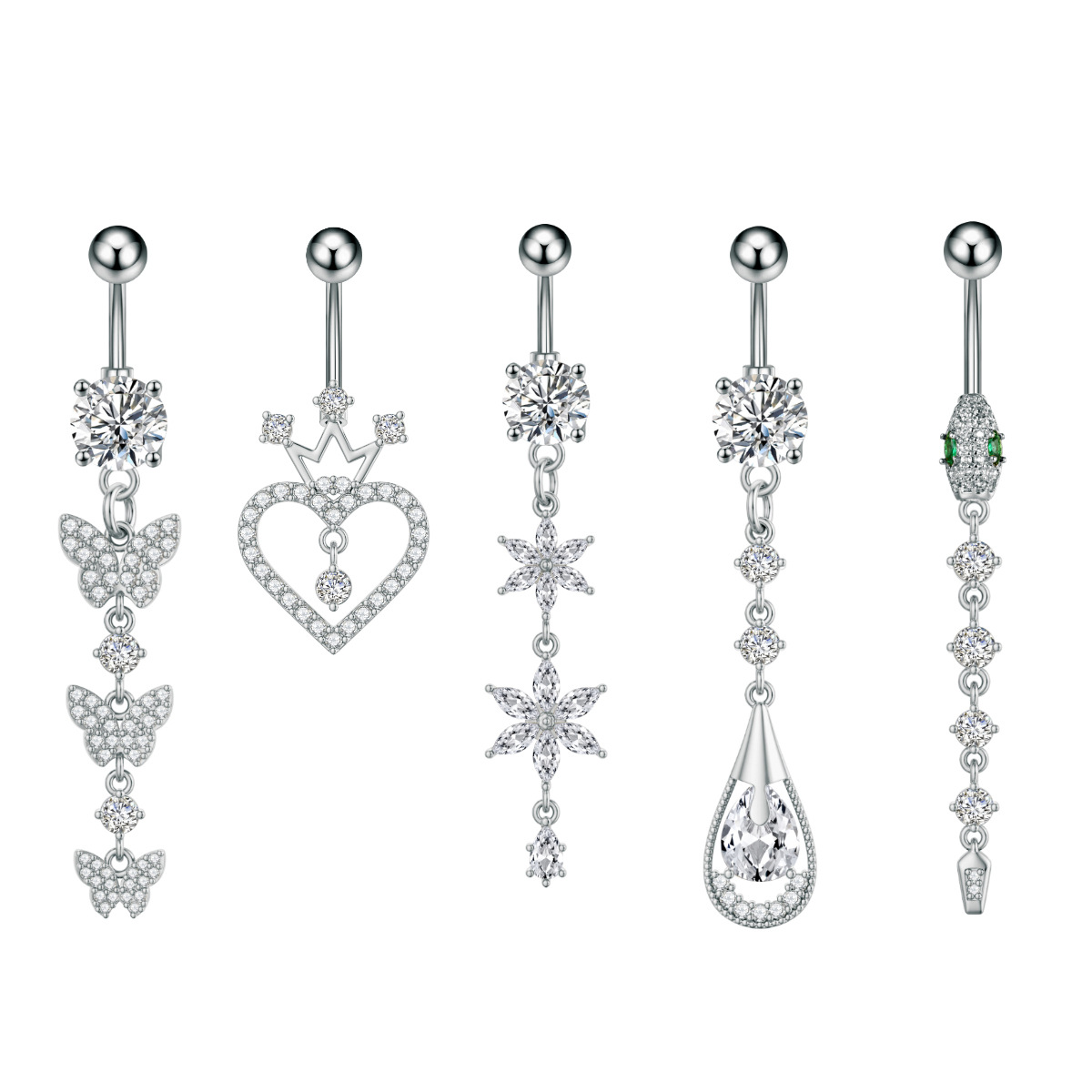 Set de piercings nombril élégants doré zircon bijoux de corps_voghion.com