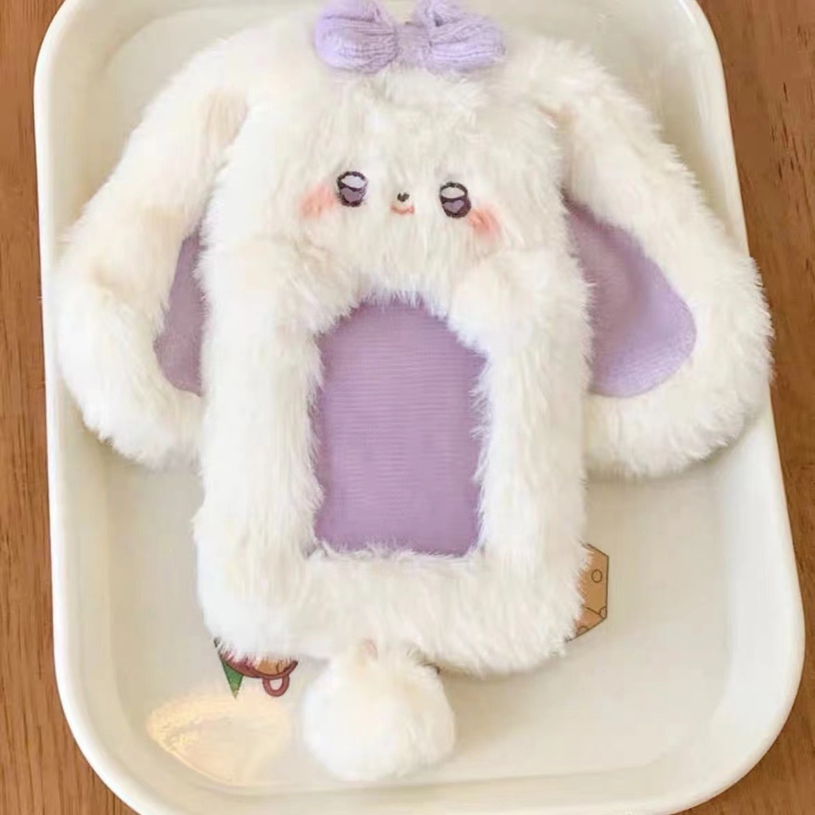 Cute ángel cerdo de peluche 3 pulgadas tarjeta de visualización tarjeta de estudiante colgante tarjeta de comida cubierta protectora