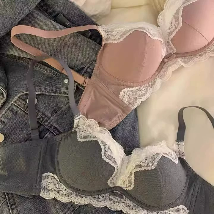 Lace supporting wireless bra, bra top, french style