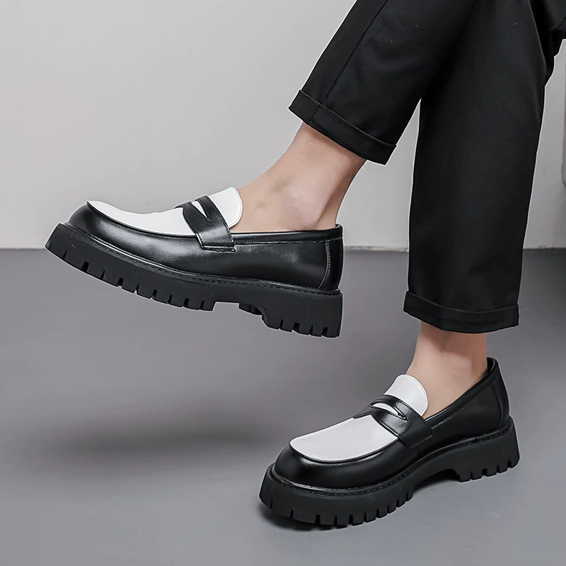 Весенне-осенние мужские кожаные туфли большого размера с низким вырезом на толстой подошве, увеличивающие рост, в сочетании с костюмами и платьями, модные повседневные мужские туфли без шнуровки.