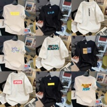 ins潮韩版印花短袖t恤男圆领修身青少年学生休闲T恤上衣一件代发