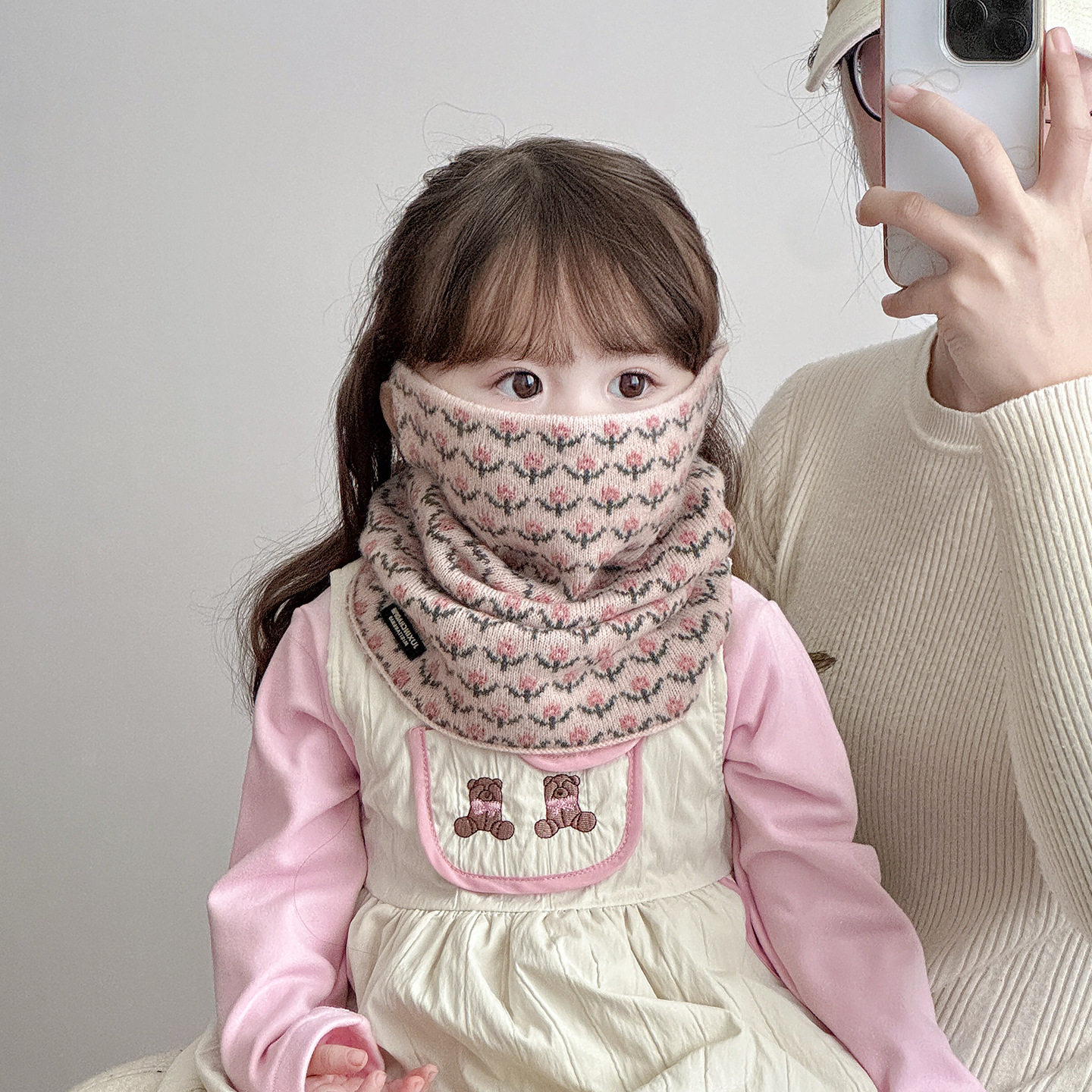 Cuello para niños invierno grueso calentamiento lana tejo cuello colgar máscara de orejas protectoras de viento bufandas de moda
