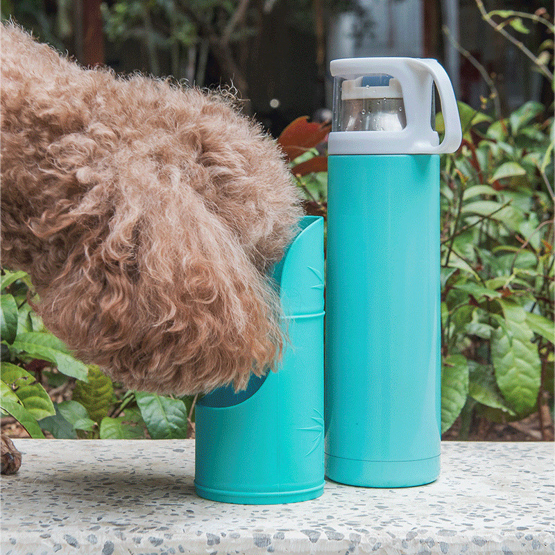 宠物随行杯  人宠物共用便携水杯  硅胶户外不锈钢狗狗猫咪饮水瓶