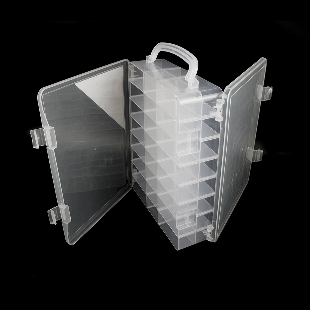 Cross-Border 48-Grids Insert Double-Sided Satchel Storage Box Coil Storage Nail Polish Toy Essential Oil Bottle Plastic Box Storage Box