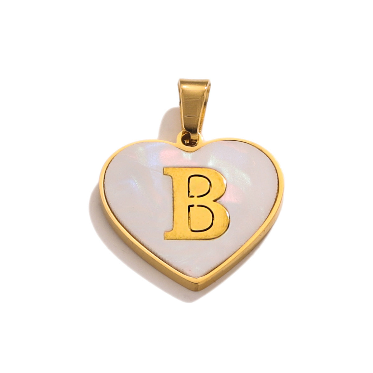 Letter, Heart Shape Pattern 1 Piece 22*29mm 304 Stainless Steel Shell Letter Heart Shape Polished Pendant