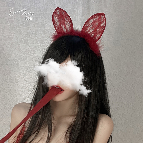 Gorgeous sexy accessories lace plush headband internet celebrity photoshoot cat ears cosplay uniform accessories dropshipping p1