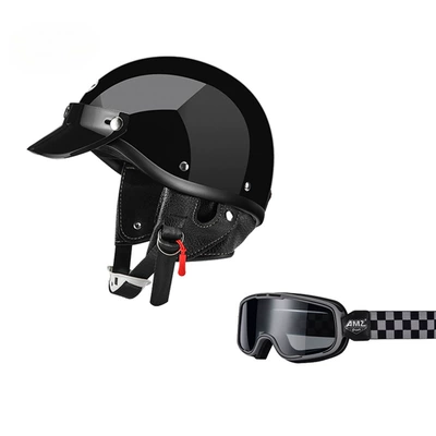 3C Scoop Helmet – Motosiklet dəbilqələri - xs-glossy-black-ferris-gray-brown-goggles-free-shipping-by-sf-express