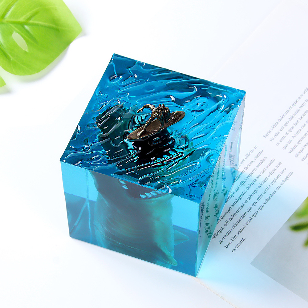  Marine Shark Surfer Micro Landscape Night Light Ornaments Crystal Epoxy Resin Crafts Trendy Creative