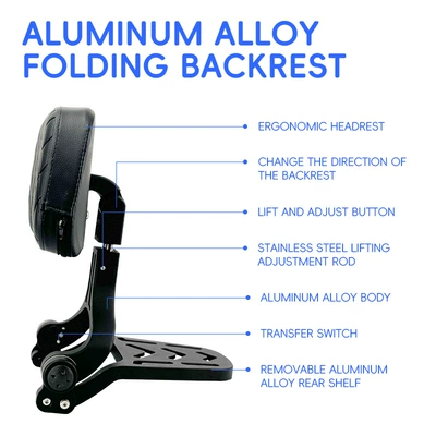 foldable backrest, rear rack, quick-release | Motorcycle bumper