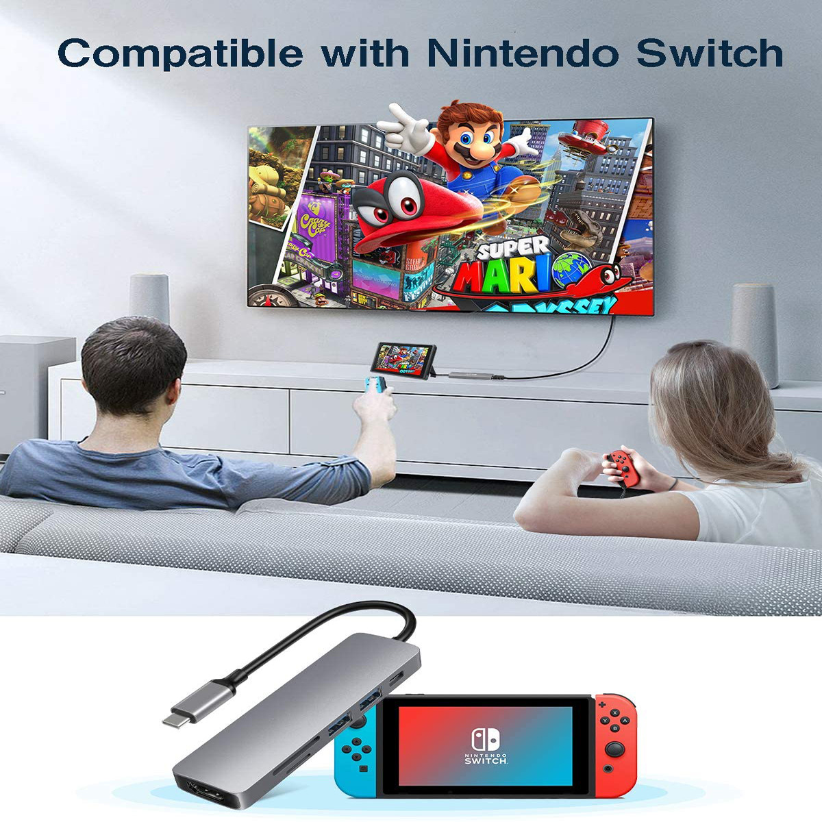 Hub Tipo-C 6 en 1 – Adaptador con USB, 4K HD, para Laptop