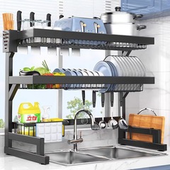 キッチンステンレス炭素鋼シンク排水ラック家庭用カウンタートップ排水収納一体型食器排水ラック